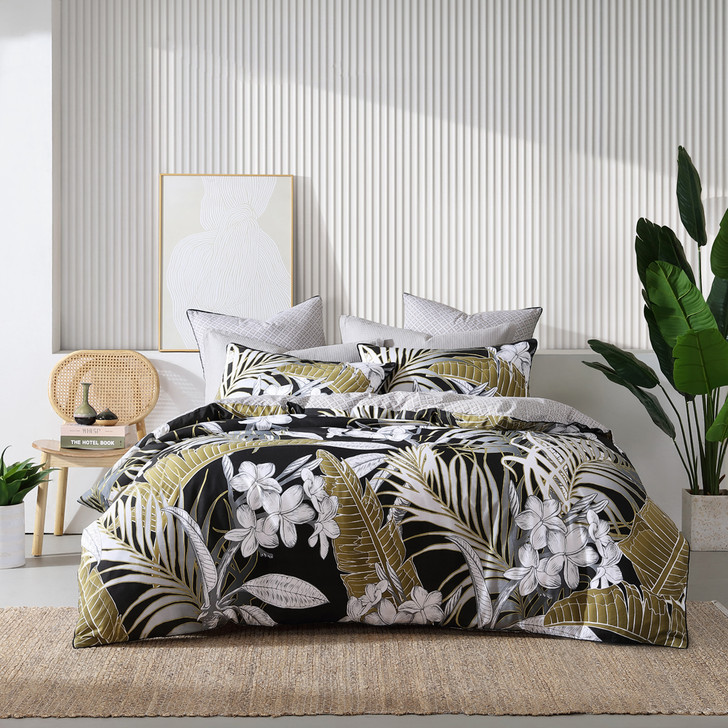 Logan and Mason Tariq Black Queen Bed Quilt Cover Set | My Linen