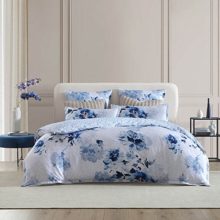 Private Collection Lilibet Blue Super King Quilt Cover Set | My Linen
