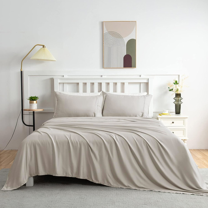 Fresh Sleep 100% Bamboo Single Bed Sheet Set 400TC Latte | My Linen