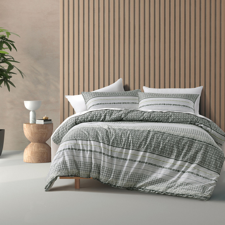 Bianca Drake Green Single Bed Quilt Cover Set | My Linen