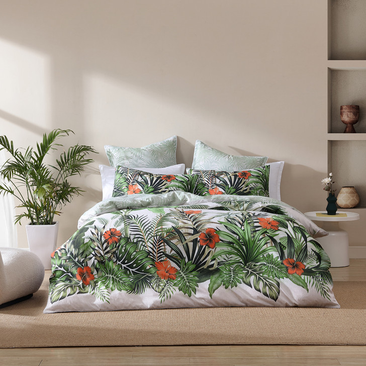 Logan and Mason Lanai Palm Queen Bed Quilt Cover Set | My Linen