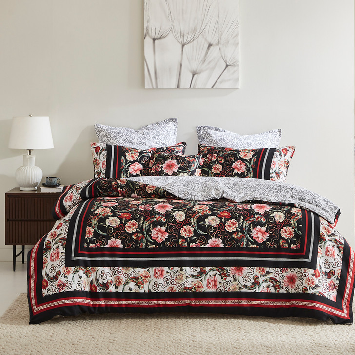 Logan and Mason Shanghai Nights Black Super King Quilt Cover Set | My Linen