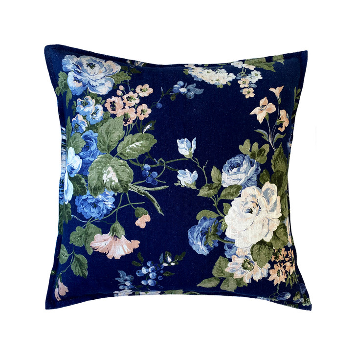 Laura Ashley Rosemore Midnight Square Filled Cushion | My Linen