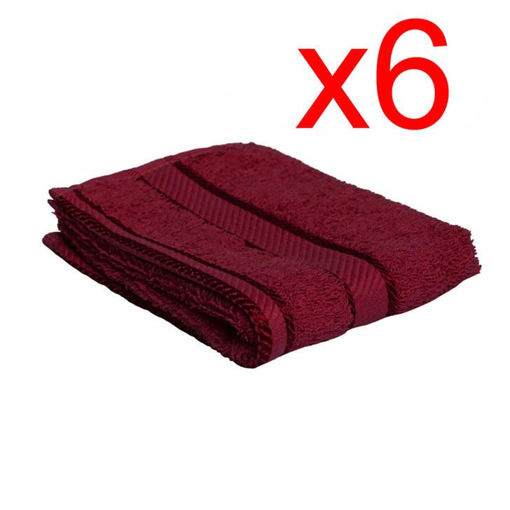 6pc Bundle - 100% Cotton Burgundy Face Washer