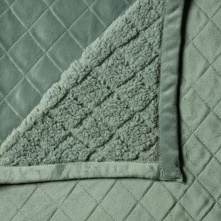 Bianca Mansfield Sherpa Velvet Queen / King Bed Blanket Sage Detail | My Linen