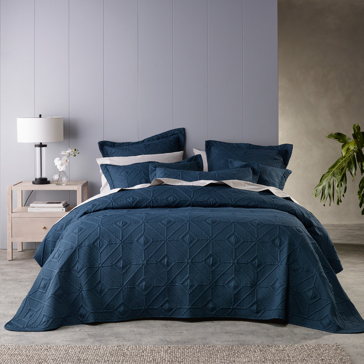 Bianca Kazimir Navy Queen / King Bed Coverlet Set | My Linen