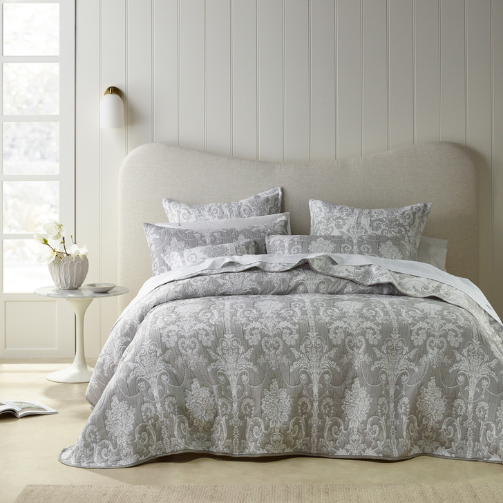 Bianca Olivia Grey Super King Coverlet Set | My Linen