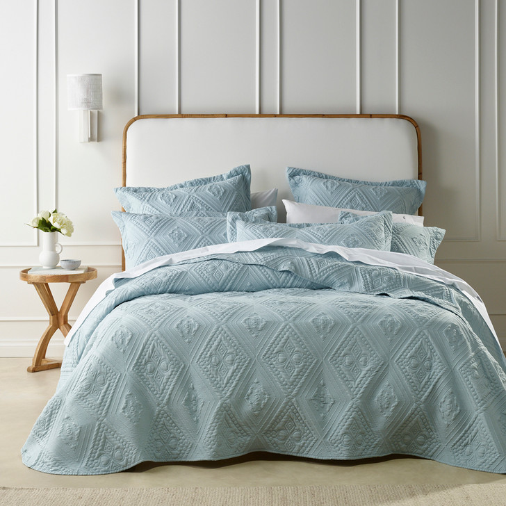 Bianca Aspen Sky Blue Queen Bed Bedspread Set | My Linen