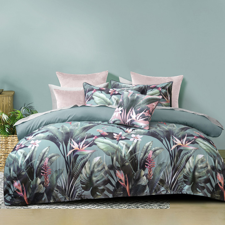 Bianca Mika Green Double Bed Quilt Cover Set | My Linen