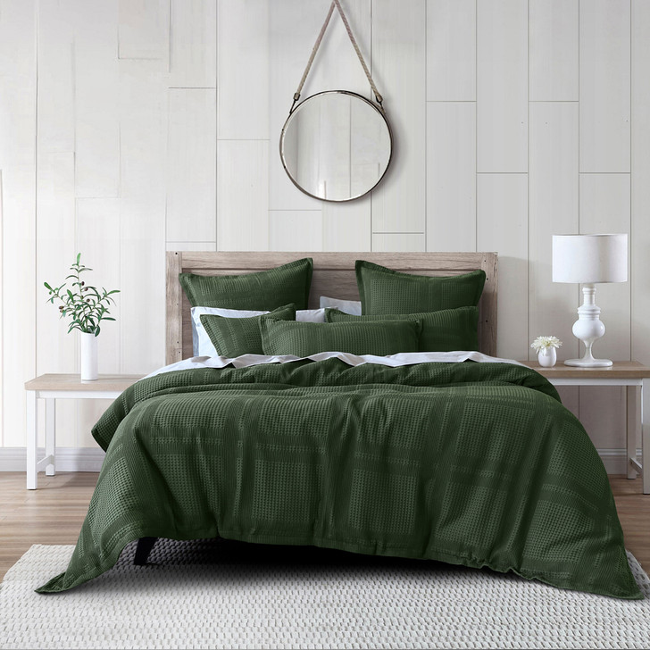 Bianca Sussex Forest Green Super King Quilt Cover Set | My Linen