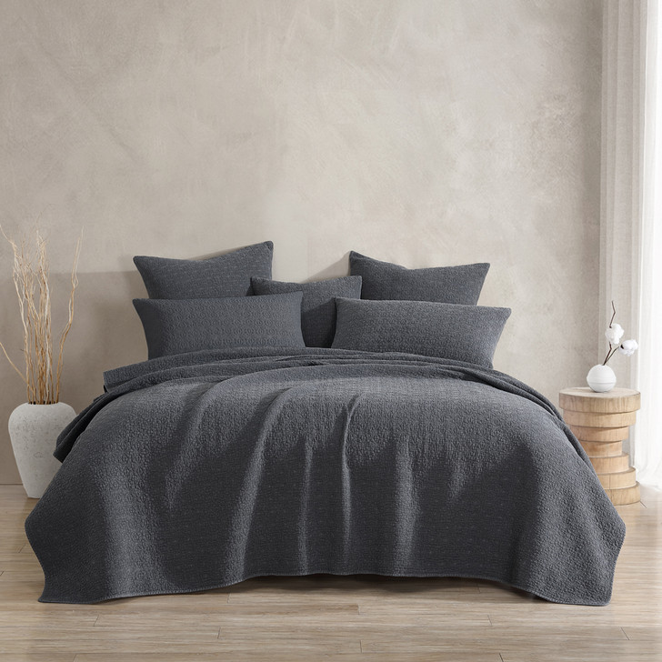 Platinum Logan and Mason Kayo Charcoal Queen / King Bed Coverlet | My Linen