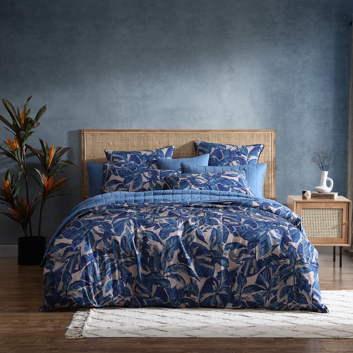 Logan and Mason Elio Blue King Bed Quilt Cover Set | My Linen