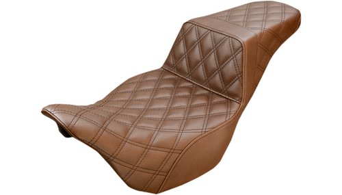 Step-Up Seat - Full Lattice Stitch - Brown - FLH 2008-2023 Bagger