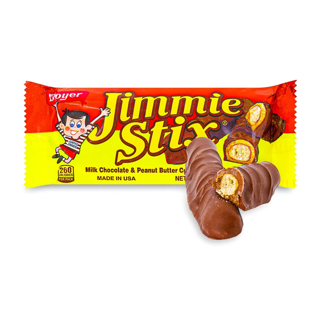 Jimmie Stix, Milk Chocolate & Peanut Butter Covered Pretzel Sticks