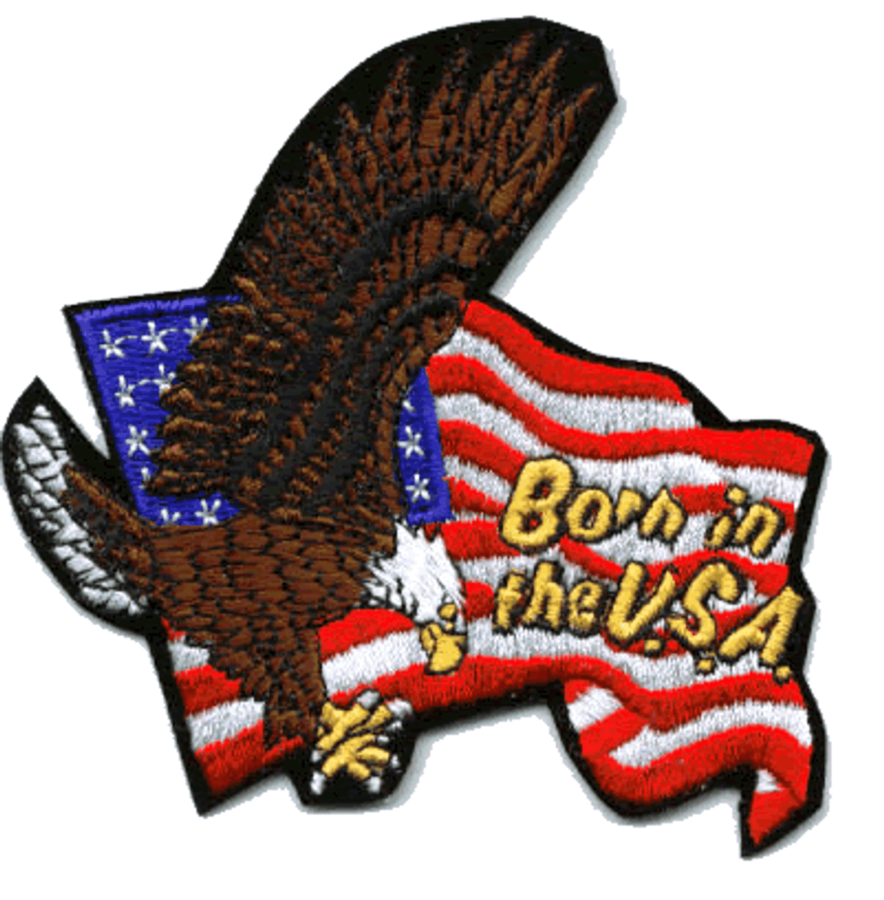 Born in the U.S.A. Eagle & American Flag Iron On Patch