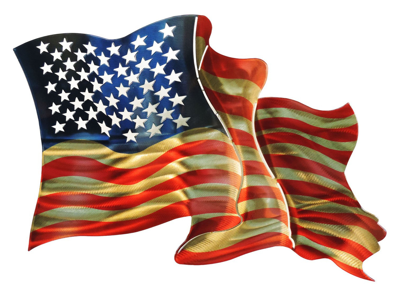 American Flag Metal 3d Art 21 5 X15