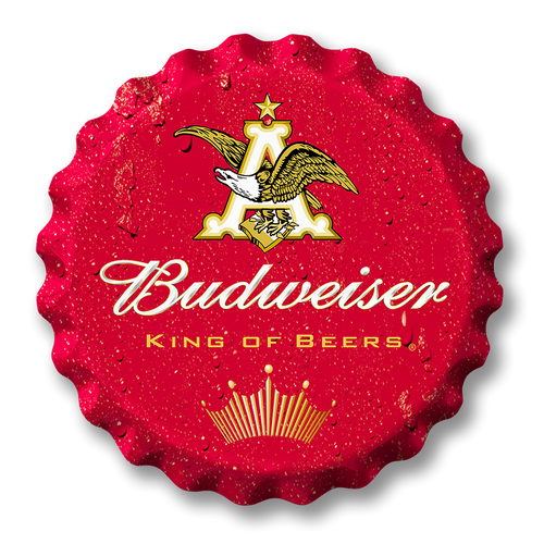Anhueser Bottle Cap Tin Sign   Anhueser Bottle Cap Tin Sign
