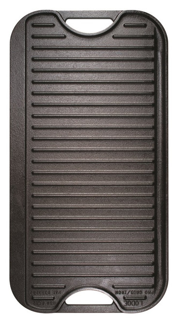 Double Play 16.75 in. Black Cast Iron Reversible Stovetop Griddle