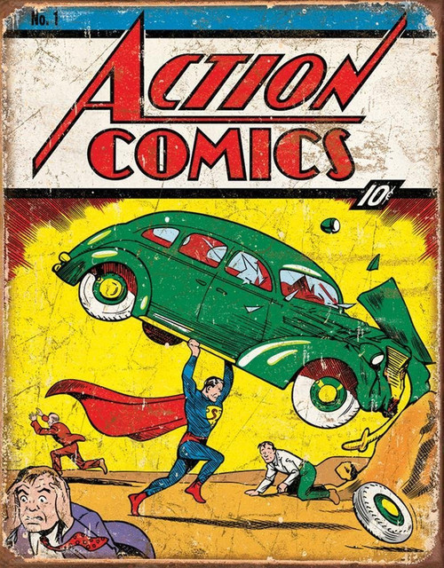 Action Comics No. 1 Cover Tin Sign (12.5"x16") Action Comics No. 1 Cover Tin Sign (12.5"x16")
