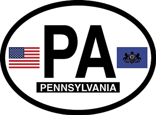 Pennsylvania (PA) Oval Reflective Decal Sticker Pennsylvania (PA) Oval Reflective Decal Sticker