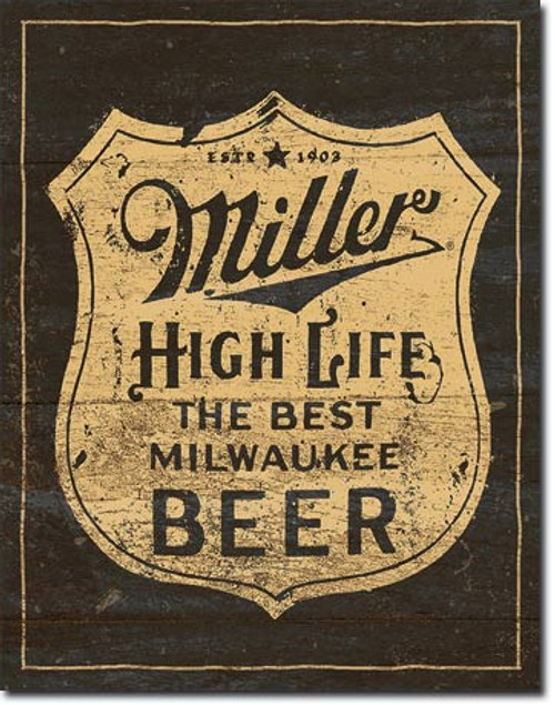 Miller Vintage Shield Tin Sign (12.5"x16") Miller Vintage Shield Tin Sign (12.5"x16")