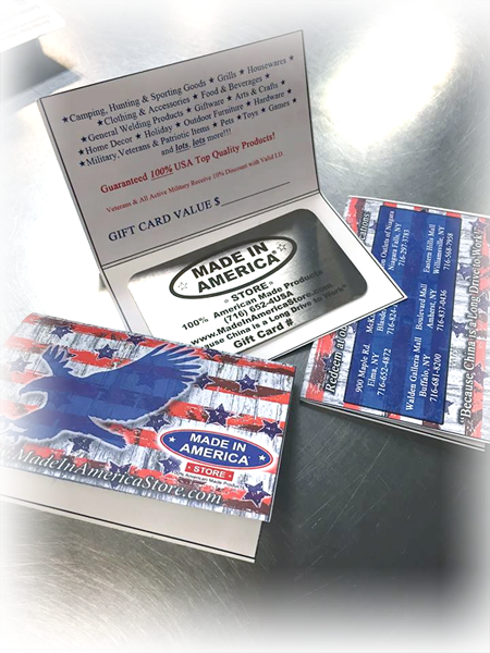 Made In America Store gift cards are stainless steel & 100% USA made!