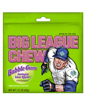 Big League Chew Bubble Gum, Sour Apple - 2.12 oz pouch