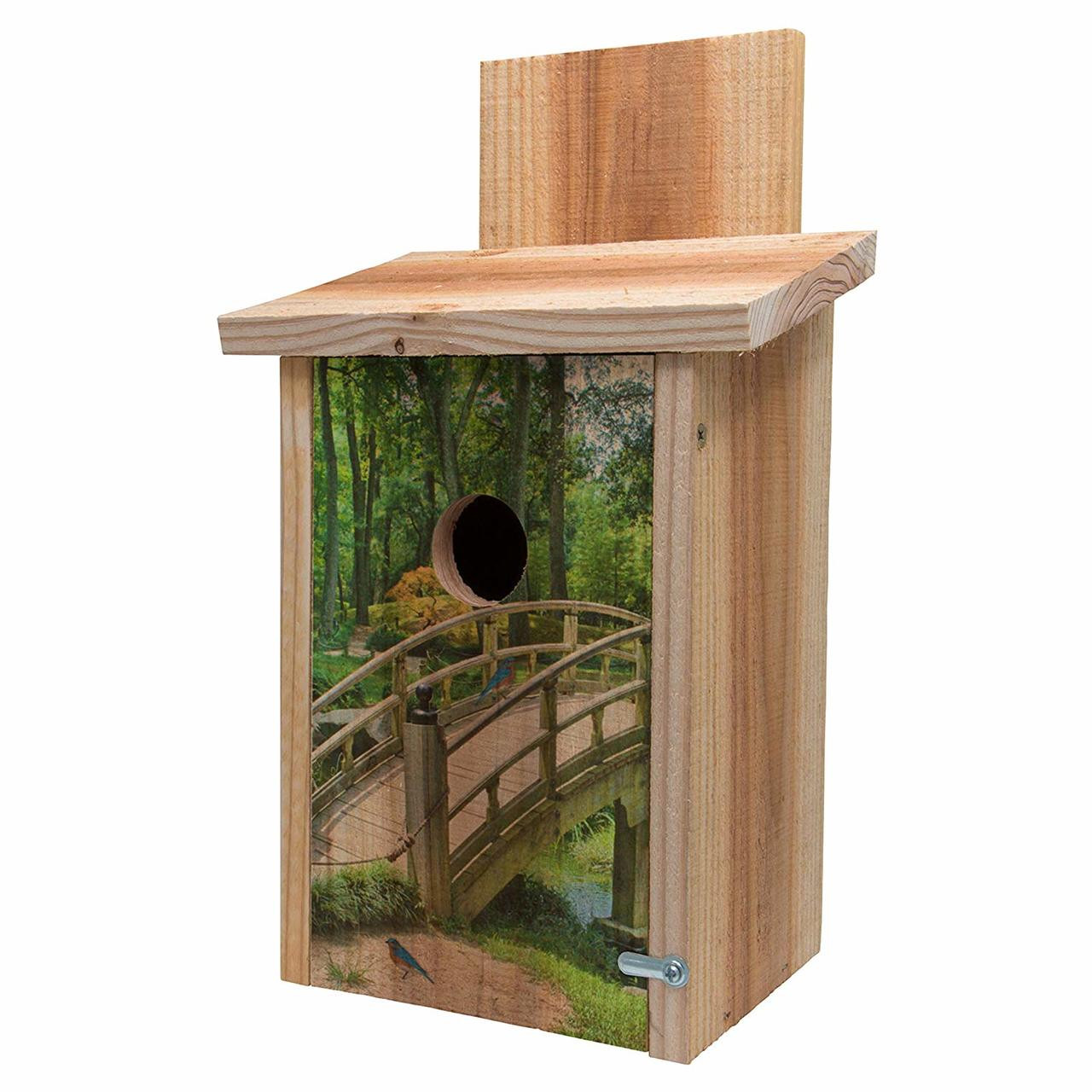 Image of S&K Scenic Wooden Bridge Cedar Birdhouse