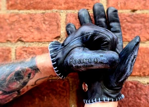 Black leather gloves