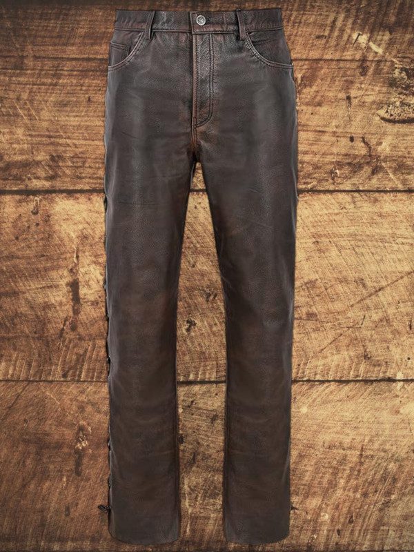 Leather Laced Trouser Bronze