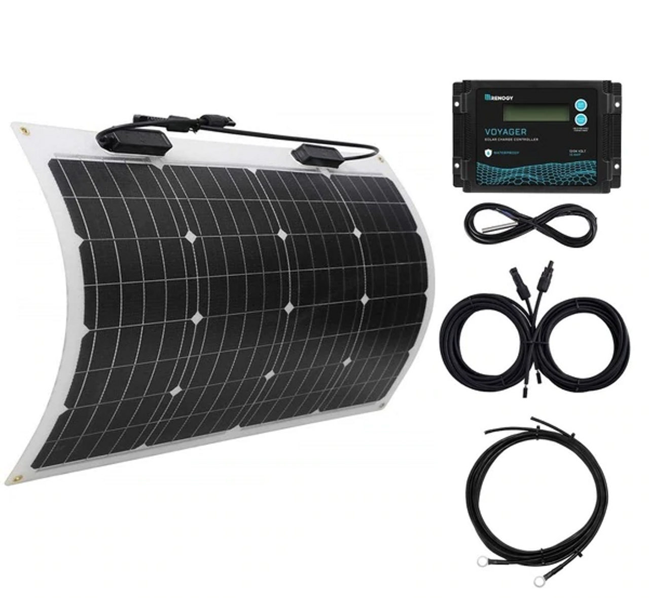 50 Watt 12 Volt Flexible Solar Marine Kit w/ 10A Voyager Waterproof Charge  Controller