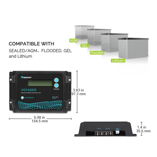 New Edition Voyager 10A PWM Waterproof Solar Charge Controller