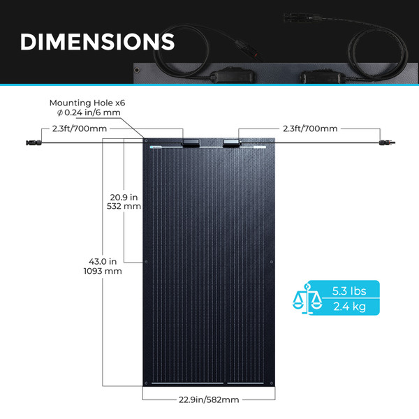 100W Lightweight Monocrystalline Solar Panel 