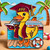 A playful enamel pin showcasing a duck in Arizona State University colors (maroon and gold), holding an ASU pennant, standing on a cruise ship deck with palm trees, waves, and a sunny sky. The design blends collegiate pride with a nautical cruise theme.
