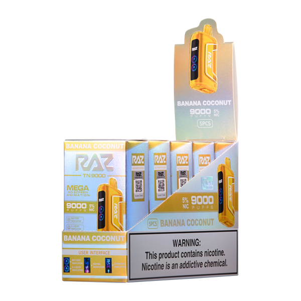 Raz Tn9000 Banana Coconut Vape 5 Pack