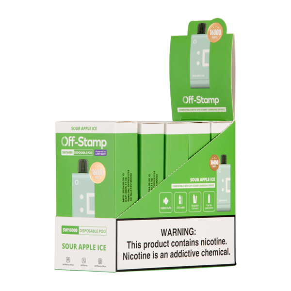 Sour Apple Ice OFF STAMP SW16000 Disposable Vape Bundle