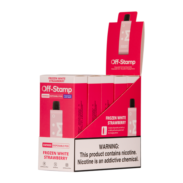 Exclusive Offstamp Sw9000 Frozen White Strawberry Vape 5 Pack