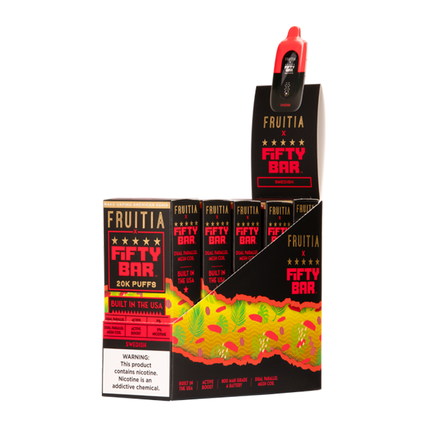 5 Pack of Swedish Fish FRUITIA X Fifty Bar 20K Vape Flavor