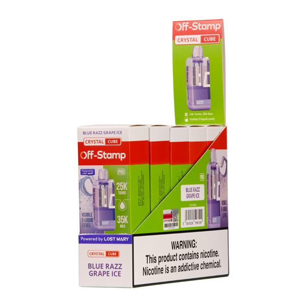 Blue Razz Grape Ice Off Stamp X-Cube Crystal Disposables