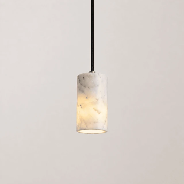 Zylindrische Nerelle Glow Pendelleuchte mit marmorierter Oberfläche