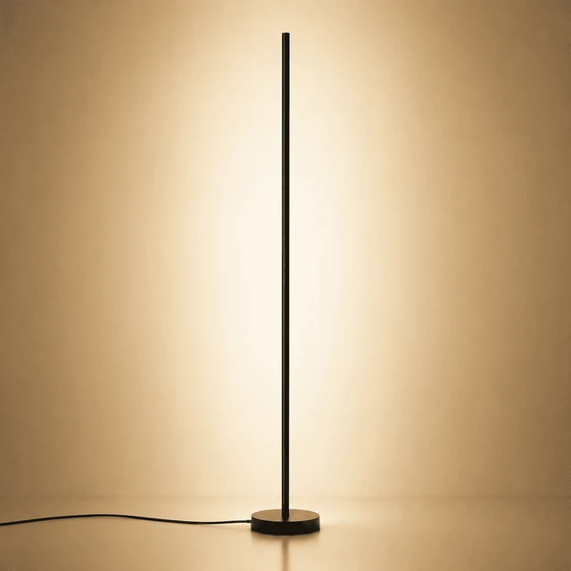 Schlanke schwarze Soreno Line Stehleuchte mit vertikalem Licht