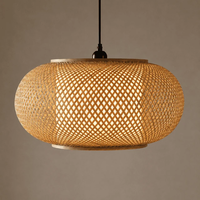 Ovale Narevo Weave Pendelleuchte aus offenem Naturgeflecht