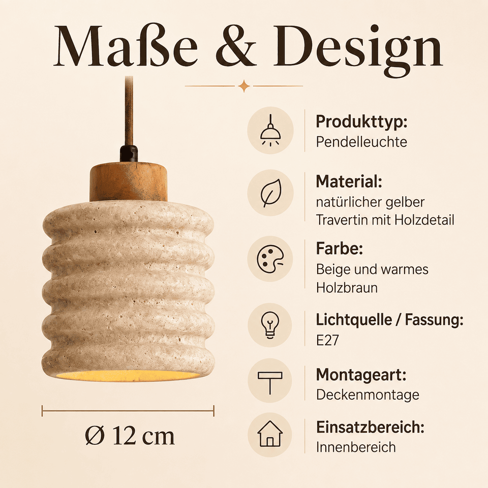 Seren Ribbed Stone Pendelleuchte