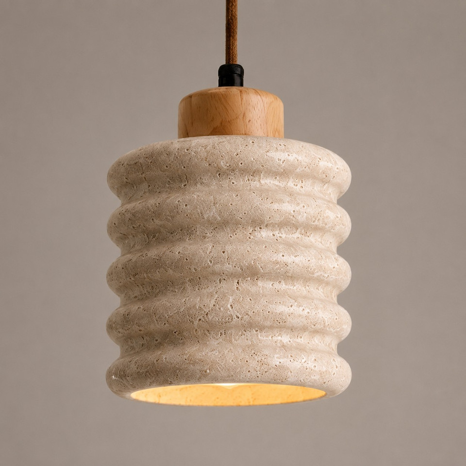 Seren Ribbed Stone Pendelleuchte