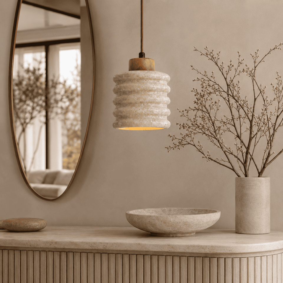 Seren Ribbed Stone Pendelleuchte