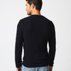 Cotton-Cashmere Mini Waffle Crew in Midnight