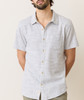 Short Sleeve Stretch Selvage Shirt in Blue Mini Stripe
