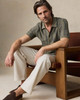 Short Sleeve Sweater Shirt in Olive Safari Stripe