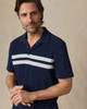 Cabana Towel Terry Surf Stripe Polo in Deep Navy