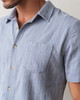 Short Sleeve Stretch Selvage Shirt in Blue